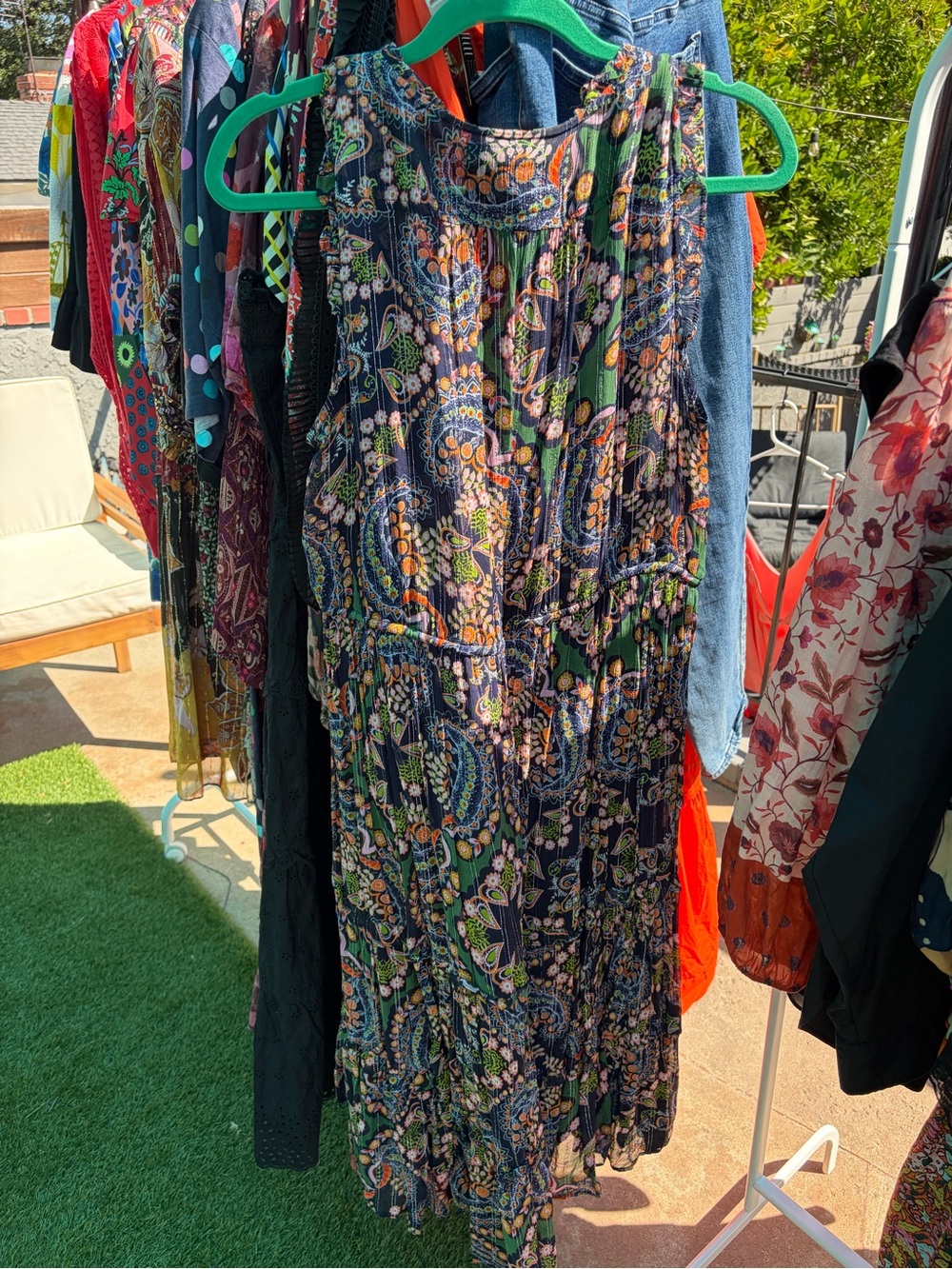 Anthropologie Paisley Floral Metallic Sleeveless Midi Dress - Picture 4 of 4